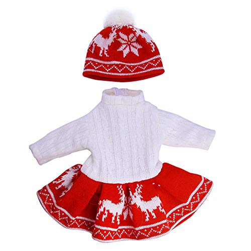 Uteruik Puppenkleidung für 46 cm große American Girl Doll Winter Casual Outfits – Pullover Kleid und Strickmütze Kostüm-Zubehör, 2 Stück/Set (rot) von Uteruik