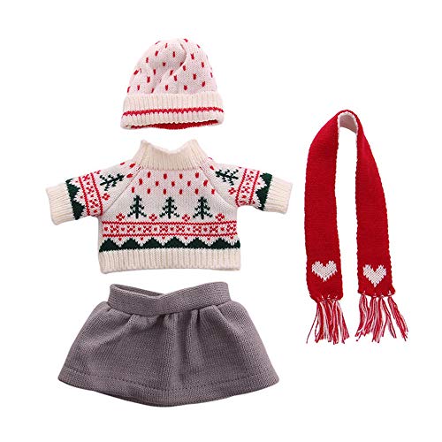 Uteruik Puppenkleidung für 46 cm große American Girl Puppe Winter Casual Outfits – Pullover, Rock, Hut und Schal, Kostümzubehör, 4-teiliges Set von Uteruik