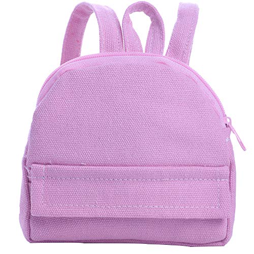 Uteruik Puppenrucksack passend für 46 cm große amerikanische Puppe, Mini-Reißverschluss, Puppentasche, Schultasche, Zubehör, 1 Stück (Pink) von Uteruik