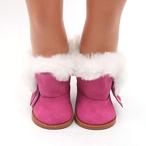 Uteruik Puppenschuhe Plus Samtstiefel für 46 cm Mädchen Puppe Winter warme Schuhe Outfits Kostüm Zubehör, 1 Paar (Pink) von Uteruik