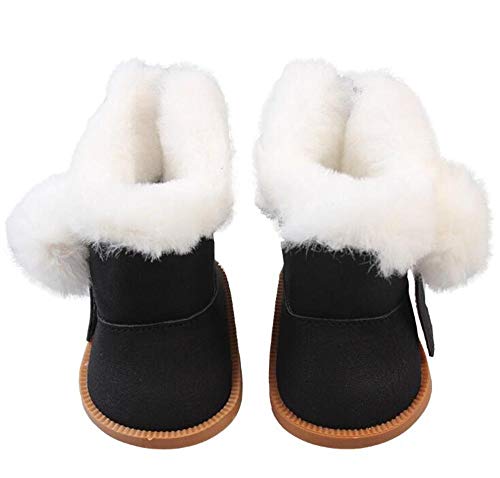 Uteruik Puppenschuhe Plus Samtstiefel für 46 cm Mädchen Puppe Winter warme Schuhe Outfits Kostüm Zubehör 1 Paar (schwarz) von Uteruik