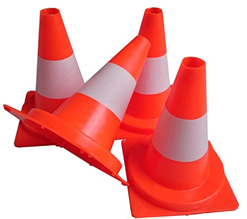 UvV-Shop (ES-Team Consult GmbH) Pylon 4 Stück Set zur Markierung für Slalom, Tore, Haushalt oder Spiel 30 cm Höhe aus PVC Kunststoff orange (30 cm Pylon) von Poiget