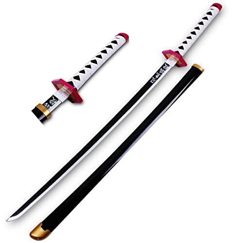 Uvency 41″ Samurai Schwert Spielzeug Tokitou Muichirou Slayer Cosplay Katana Schwert Holz Cosplay Halloween Requisiten Spielzeug Messer Slayer Klinge Cos Holzschwert/Bare von Uvency