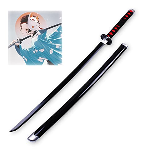 Uvency Anime Samurai Ninja Schwert Mit Scheide, Rollenspiel Katana Schwert Waffe Requisiten Anime Ninja Schwert Spielzeug, Halloween Dress Up Requisiten/Agatsuma Zenitsu/76Cm von Uvency