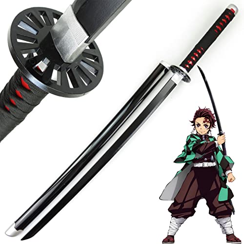 Uvency Bofie Slayer Blade Holz-Samurai-Schwert Kamado Tanjiro Cosplay Ninja-Schwert-Requisiten, Länge: 41 Zoll,E Geschenke Für Weihnachten Oder Geburtstag/Kamado Tanjiro-A/104Cm von Uvency