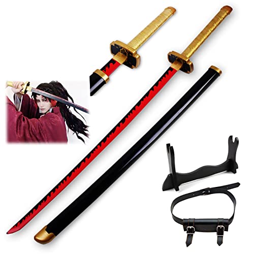 Uvency Halloween Prop Cosplay Slayer Schwert Tsugikuni Yoriichi Samurai Schwert Spielzeug Holzschwert Slayer Cosplay Prop Messer Spielzeugmesser Weihnachtsgeburtstage Geschenke Mit Messerhalter Und von Uvency