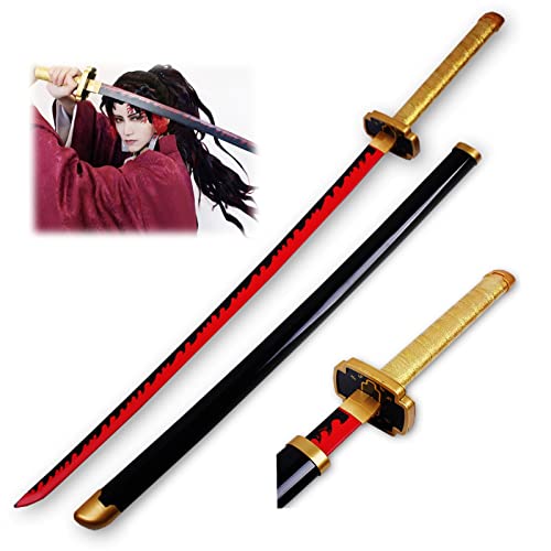 Uvency Halloween Prop Cosplay Slayer Schwert Tsugikuni Yoriichi Samurai Schwert Spielzeug Holzschwert Slayer Cosplay Prop Messer Spielzeugmesser Weihnachtsgeburtstage Geschenke Mit Messerhalter Und von Uvency