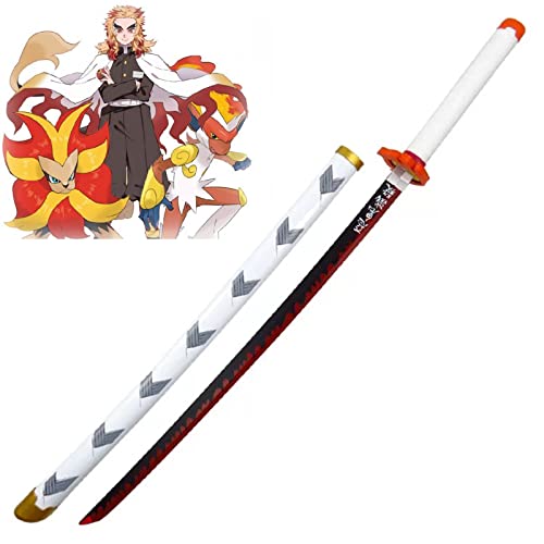 Uvency Hölzernes Ninja-Schwert Samurai Mit Scheide, Japanische Katanas Slayer Blade Cos Cosplay Anime Dekorative Waffe Spielzeug Geeignet Für Anime-Liebhaber/Rengoku Kyoujurou/104Cm von Uvency