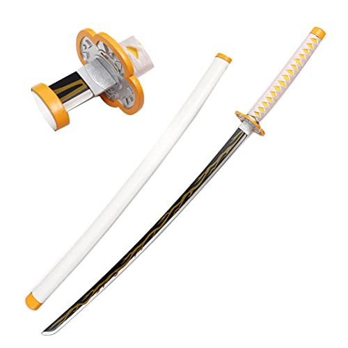 Uvency Japanisches Katana Mit Scheide 104 cm Anime Ninja Schwert Spielzeug, Slayer Blade Prop Waffenmodell, Für Ninja Soldier Warrior Kostüm Battle Play Halloween Cosplay/Agatsuma Zenitsu von Uvency