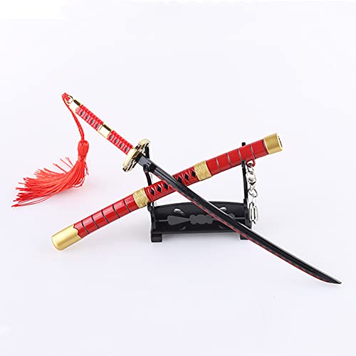 Uvency One Piece Sword Replicas，Zoros Miniaturschwert Brieföffner/Mit Scheide Und Ständer Katana Schlüsselanhänger/Zinklegierungsmaterial/Anime-Geschenk Für Fans Und Sammler, Yubashiri/Kitetsu von Uvency