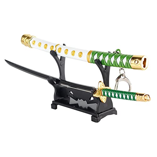 Uvency One Piece Sword Replicas，Zoros Miniaturschwert Brieföffner/Mit Scheide Und Ständer Katana Schlüsselanhänger/Zinklegierungsmaterial/Anime-Geschenk Für Fans Und Sammler, Yubashiri/a von Uvency