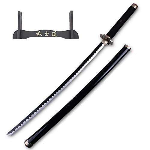 Uvency Roronoa Zoro Anime Cosplay Schwerter Yubashiri/Kitetsu/Wado Ichimonji/Shusui/41-Zoll-Holzschwert, Mehrere Stile Erhältlich, Mit Einem Ständer, Yubashiri U/Yubashiri a von Uvency