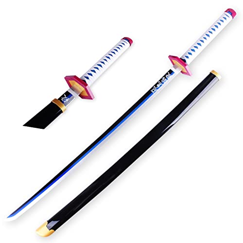 Uvency Samurai-Schwert Tomioka Giyuu Slayer Cosplay Handgefertigtes Holzschwert Katana-Schwert Für Anime-Liebhaber 41-Zoll-Bambusmesser Halloween-Requisiten Geburtstag/Blue von Uvency