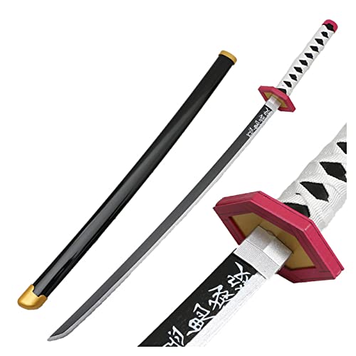 Uvency Schwert Slayer's Blade Cos Japanisches Katana Aus Holz, Rollenspiel Requisiten Waffenmodell Anime Black Samurai Ninja Children's Day, Mit Scheide/C/76Cm von Uvency