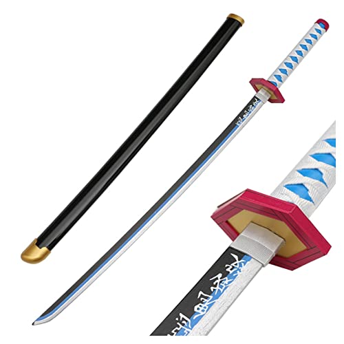 Uvency Schwert Slayer's Blade Cos Japanisches Katana Aus Holz, Rollenspiel Requisiten Waffenmodell Anime Black Samurai Ninja Children's Day, Mit Scheide/D/104Cm von Uvency