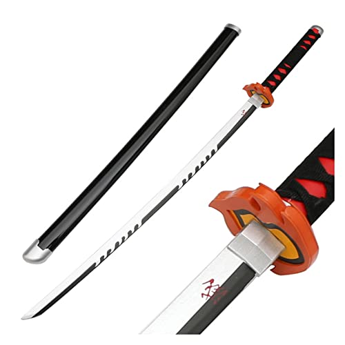 Uvency Schwert Slayer's Blade Cos Japanisches Katana Aus Holz, Rollenspiel Requisiten Waffenmodell Anime Black Samurai Ninja Children's Day, Mit Scheide/H/104Cm von Uvency