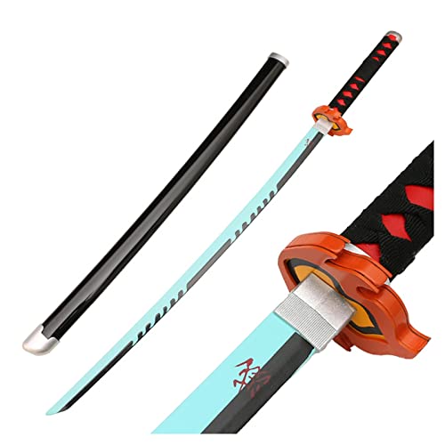 Uvency Schwert Slayer's Blade Cos Japanisches Katana Aus Holz, Rollenspiel Requisiten Waffenmodell Anime Black Samurai Ninja Children's Day, Mit Scheide/J/104Cm von Uvency