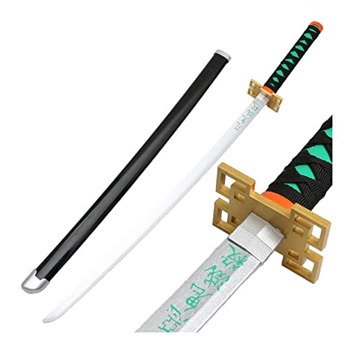 Uvency Schwert Slayer's Blade Cos Japanisches Katana Aus Holz, Rollenspiel Requisiten Waffenmodell Anime Black Samurai Ninja Children's Day, Mit Scheide/O/76Cm von Uvency