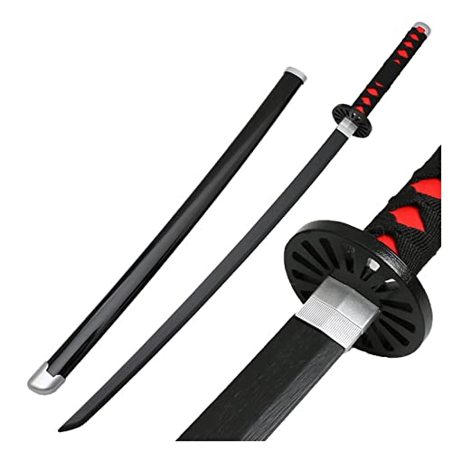 Uvency Schwert Slayer's Blade Cos Japanisches Katana Aus Holz, Rollenspiel Requisiten Waffenmodell Anime Black Samurai Ninja Children's Day, Mit Scheide/Q/104Cm von Uvency