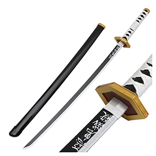 Uvency Schwert Slayer's Blade Cos Japanisches Katana Aus Holz, Rollenspiel Requisiten Waffenmodell Anime Black Samurai Ninja Children's Day, Mit Scheide/S/104Cm von Uvency