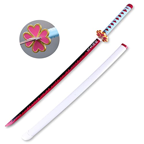 Uvency Slayer Schwert Holz Kanroji Mitsuri Schwert Samurai Schwert Spielzeug Katana Schwert Requisite Holzschwert Handgemachtes Japanisches Katana Anime Cosplay Halloween Requisiten/41Inch von Uvency