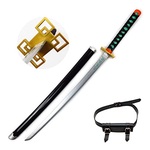 Uvency Slayer Schwert Holzschwert Katana Schwert Tokitou Muichirou Cosplay 41 Zoll Katana Spielzeugmesser Oder Anime-Liebhaber, Liebhaber Von Anime-Waffen-Sammlerstücken/With Black Belt von Uvency