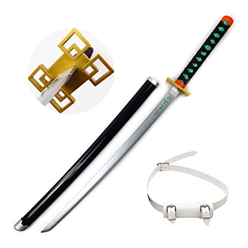 Uvency Slayer Schwert Holzschwert Katana Schwert Tokitou Muichirou Cosplay 41 Zoll Katana Spielzeugmesser Oder Anime-Liebhaber, Liebhaber Von Anime-Waffen-Sammlerstücken/With White Belt von Uvency