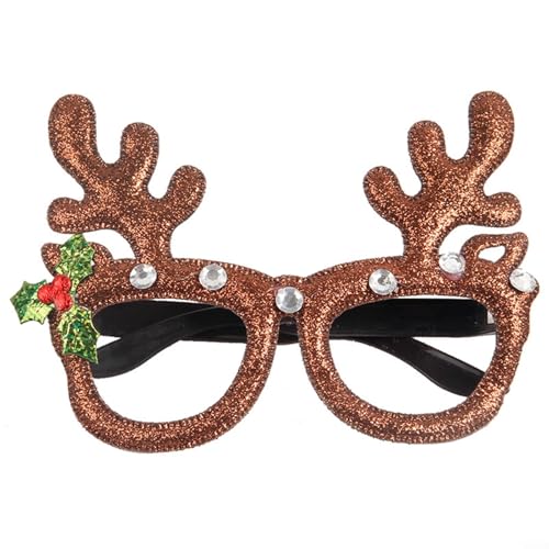 Uwithdanceme Weihnachtsparty-Brille mit Glitzer-Akzenten, einzigartige Requisiten mit Weihnachtsmann, Elchen und Frohe Weihnachten Themen für jedermann (1#) von Uwithdanceme