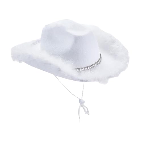 UxicRuya Cowboyhut Cowgirl Hat Leichtes stilvolles Dekor Kostüm Hat Cowgirl Plays for Birthday Bühne Performance Cosplay, A Type White von UxicRuya