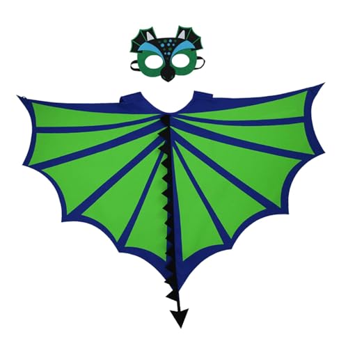UxicRuya Dinosaurier-Flügel-Umhang-Masken-Set, Drachenflügel-Umhang, Drachenmaske, Foto-Requisiten für Bühnenauftritt, Geburtstagsfeier von UxicRuya