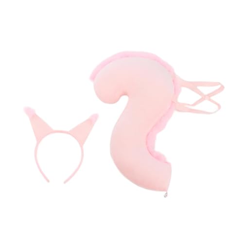 UxicRuya Eichhörnchenohren Und Schwanz Set, Niedlicher Tierschwanz für Cosplay Bühnenparty, Rosa von UxicRuya