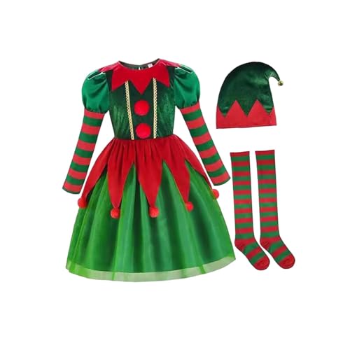 UxicRuya Elfen-Weihnachtskostüm, Cosplay-Kleidung für Partys, Bühnenauftritte, Maskerade, M for Height 120cm von UxicRuya