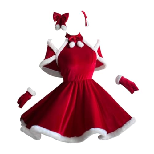 UxicRuya Frauen Weihnachtskleid Weihnachtsmann Kleid Kostüm für Feiertags Foto Requisiten von UxicRuya