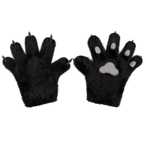 UxicRuya Katzenkrallen-Handschuhe für Herren und Damen, Kätzchenpfoten-Handschuhe für Rollenspiele, Karneval, Nachtclub, Schwarzgrau von UxicRuya