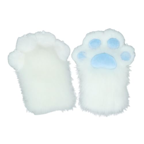 UxicRuya Katzenpfoten-Handschuhe, Kätzchen-Klauen-Handschuhe für Karneval, Bühnenauftritt, Kostüm, Blaue Pads Weiß von UxicRuya