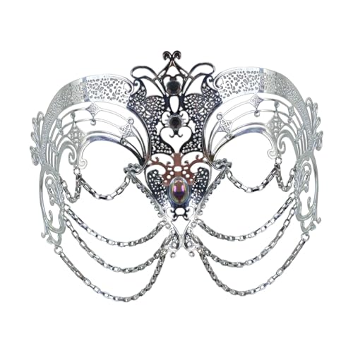 UxicRuya Maskerade-Maske für Damen, halbes Gesicht, zum Tanzen, Festival, Party, Anziehen, Silber von UxicRuya