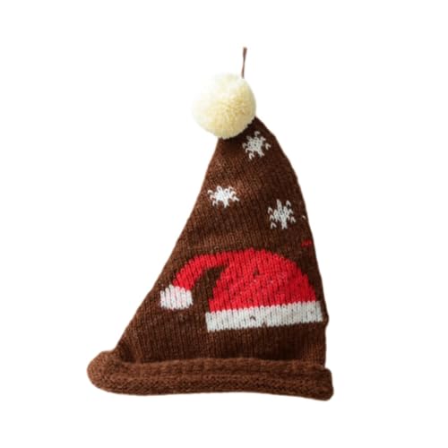 UxicRuya Mini-Weihnachtsdekorationsmütze, Weihnachtsmannmütze, gestrickt, dekorativ, stilvoll, Mütze mit, warme Mütze als Geschenk, Dunkler Kaffee von UxicRuya