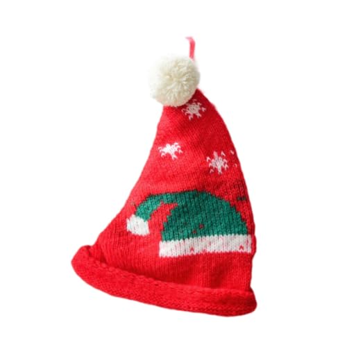 UxicRuya Mini-Weihnachtsdekorationsmütze, Weihnachtsmannmütze, gestrickt, dekorativ, stilvoll, Mütze mit, warme Mütze als Geschenk, Rot Grün Hut von UxicRuya