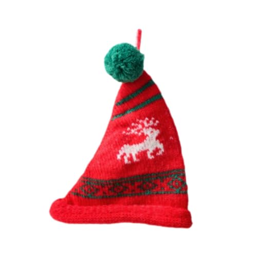 UxicRuya Mini-Weihnachtsdekorationsmütze, Weihnachtsmannmütze, gestrickt, dekorativ, stilvoll, Mütze mit, warme Mütze als Geschenk, Roter Elch von UxicRuya