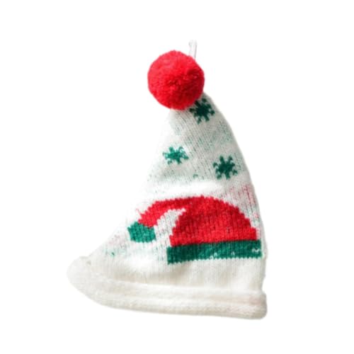 UxicRuya Mini-Weihnachtsdekorationsmütze, Weihnachtsmannmütze, gestrickt, dekorativ, stilvoll, Mütze mit, warme Mütze als Geschenk, Weiß von UxicRuya