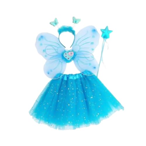 UxicRuya Tutu-Kostüm-Kleid-Set, Schmetterlingsflügel-Set für Geburtstagsparty, Blau von UxicRuya