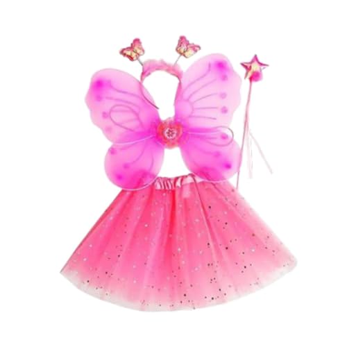 UxicRuya Tutu-Kostüm-Kleid-Set, Schmetterlingsflügel-Set für Geburtstagsparty, Rosa von UxicRuya