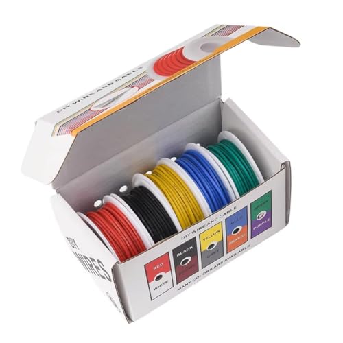 Uxsjakjsd 22 AWG Elektrokabel, Flexible Silikondrähte, 22 Gauge, Verzinnter Kupferlitzendraht, 5 Farben, Je 16,4 Fuß/5 M Uxsjakjsd 22 AWG Elektrokabel, Flexible Silikondrähte, 22 Gauge, Verzinnter Kupferlitzendraht, 5 Farben, Je 16,4 Fuß/5 M von Uxsjakjsd