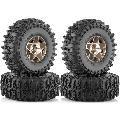 Uxsjakjsd 4-Teiliges 63-mm-1,0-Beadlock-Radreifenset für 1/18 1/24 RC Crawler Car TRX4M SCX24 FCX24 Upgrade-Teilezubehör von Uxsjakjsd