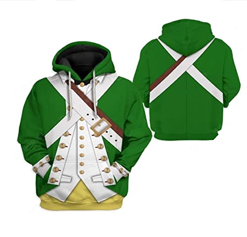 Historischer Hoodie für Kinder, Revolutionärer Krieg, Uniform, Kostüm, 3D-gedruckte Armee-Jacke, Halloween-Kostüm, Continental Marines Kinder, Größe XL von Uyecos