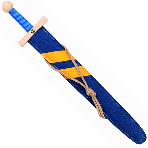 VAH - Stabiles Lancelot Schwert-Set blau/gelb (60cm) mit Bindegürtel aus Jute [echtes Handwerk | Made in Germany] von Spielzeugmanufaktur VAH