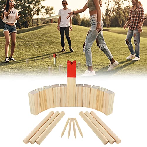 VA-Cerulean Kubb Spiel Wikingerspiel Wurfspiel Kinder Erwachsene Tragbar Schachspiel aus massiv Holz Schwedenschach mit Tasche Outdoor Indoor Spiele Gartenspiele Bodenspiele Spielzeug von VA-Cerulean