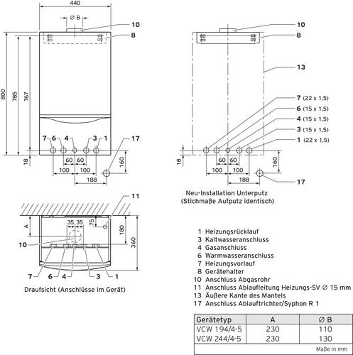 Vaillant VCW 194 E-Gas Gas-Brennwert-Wandheizgerät C (A++ - G) von VAILLANT