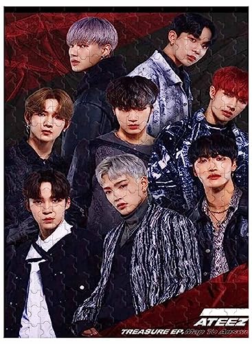 Für Erwachsene, 1000 Teile Holzpuzzle, Wanddekoration, Kpop ATEEZ Bild 75 * 50cm von VAKUUM