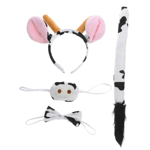 1 Set Kuh Kleidung Zubehör Stirnband Kuh Kostüm Gefälschte Nase Cosplay Requisiten Party Kostüm Tier Kostüm Cosplay Kostüm Prop Nase Plüsch Fliege Tier Schwänze Prop Cosplay Schwanz VALICLUD von VALICLUD